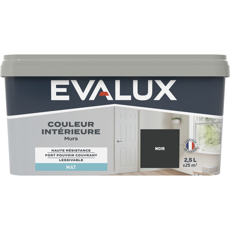 Peinture mur intérieur Mat 2,5 L Noir - Evalux - Brico Dépôt