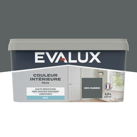 Peinture mur intérieur Mat 2,5 L Gris charbon - Evalux - Brico Dépôt