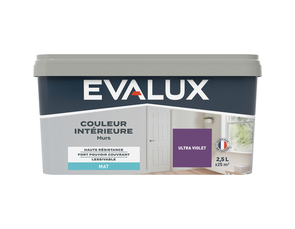 Peinture mur intérieur Mat 2,5 L ultra Violet - Evalux - Brico Dépôt