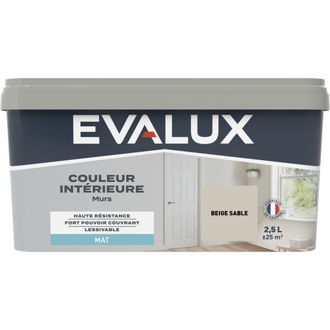 Peinture mur intérieur Mat 2,5 L Beige sable - Evalux - Brico Dépôt