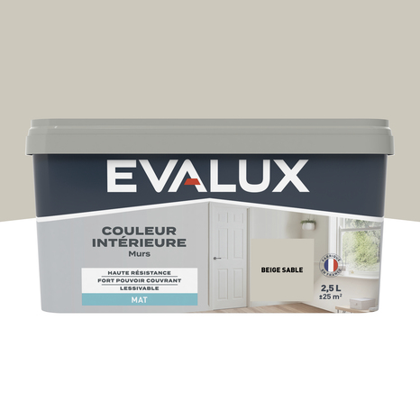 Peinture mur intérieur Mat 2,5 L Beige sable - Evalux - Brico Dépôt