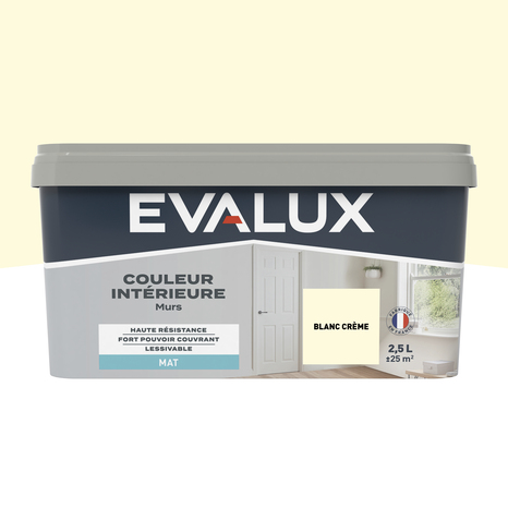 Peinture mur intérieur Mat 2,5 L Blanc crème - Evalux - Brico Dépôt