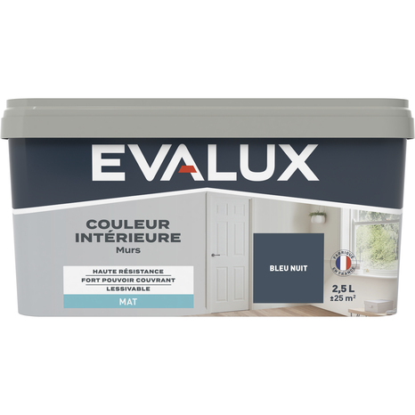 Peinture mur intérieur Mat 2,5 L Bleu nuit - Evalux - Brico Dépôt