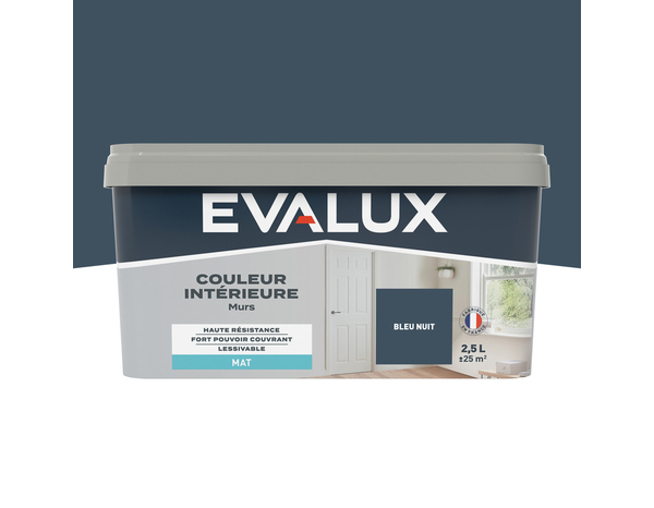 Peinture mur intérieur Mat 2,5 L Bleu nuit - Evalux - Brico Dépôt