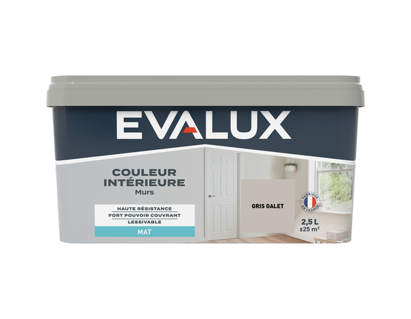 Peinture mur intérieur Mat 2,5 L Gris galet - Evalux - Brico Dépôt