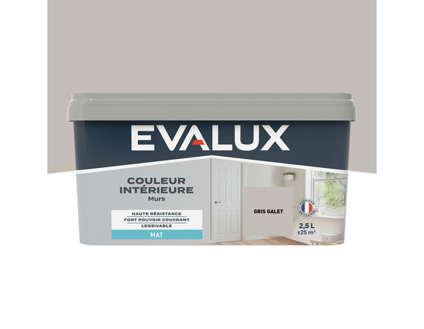 Peinture mur intérieur Mat 2,5 L Gris galet - Evalux - Brico Dépôt