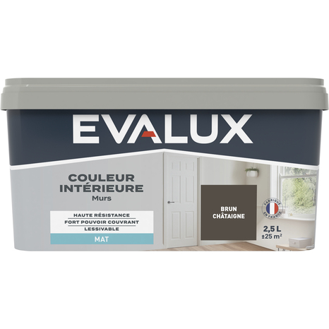 Peinture mur intérieur Mat 2,5 L Marron châtaigne - Evalux - Brico Dépôt