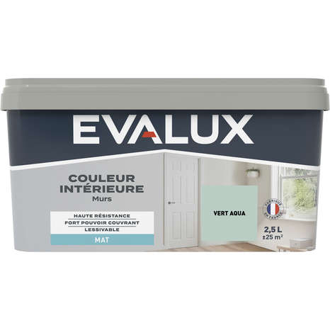Peinture mur intérieur Mat 2,5 L Vert aqua - Evalux - Brico Dépôt