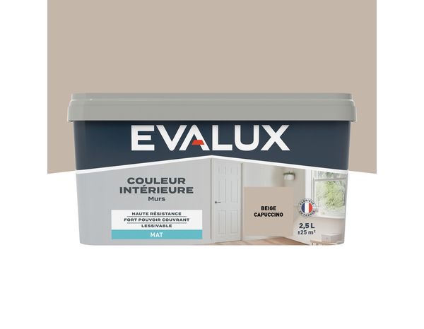 Peinture mur intérieur Mat 2,5 L Beige cappuccino - Evalux - Brico Dépôt