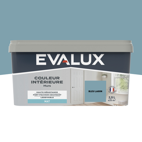 Peinture mur intérieur Mat 2,5 L Bleu lagon - Evalux - Brico Dépôt