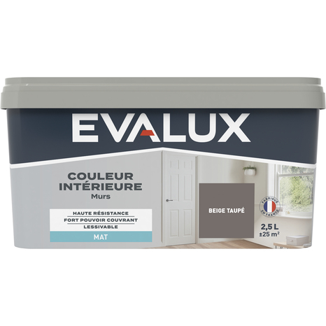 Peinture mur intérieur Mat 2,5 L Beige taupé - Evalux - Brico Dépôt