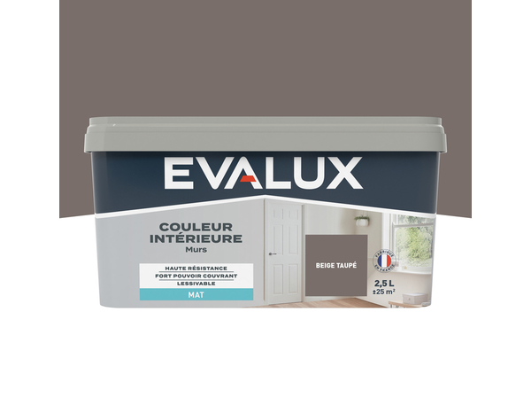 Peinture mur intérieur Mat 2,5 L Beige taupé - Evalux - Brico Dépôt