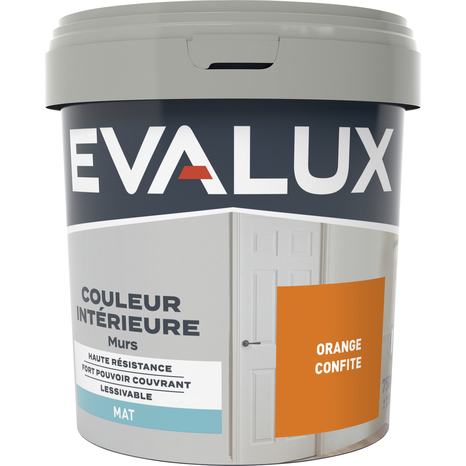 Peinture mur intérieur Mat 0,75 L Orange confite - Evalux - Brico Dépôt