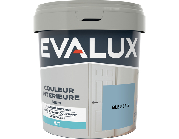Peinture mur intérieur Mat 0,75 L Bleu Gris - Evalux - Brico Dépôt