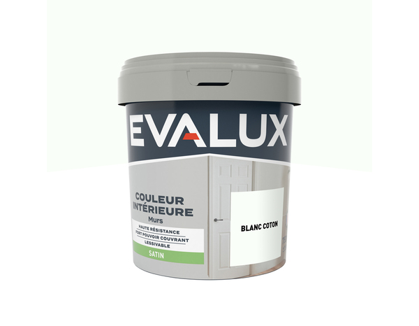 Peinture mur intérieur Satin 0,75 L Blanc coton - Evalux - Brico Dépôt