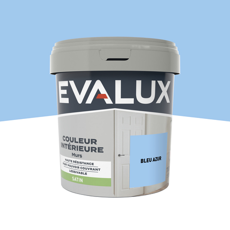 Peinture mur intérieur Satin 0,75 L Bleu azur - Evalux - Brico Dépôt