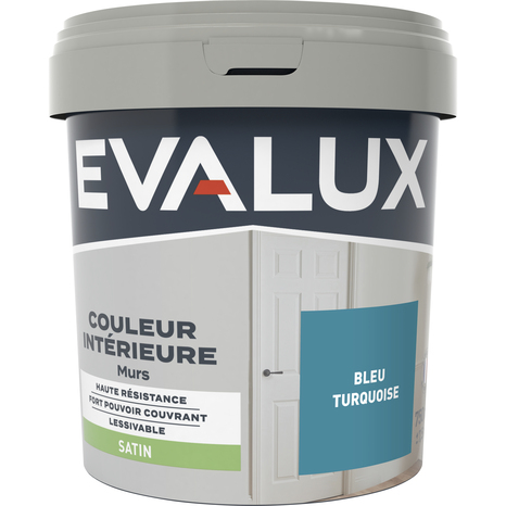 Peinture mur intérieur Satin 0,75 L Bleu turquoise - Evalux - Brico Dépôt