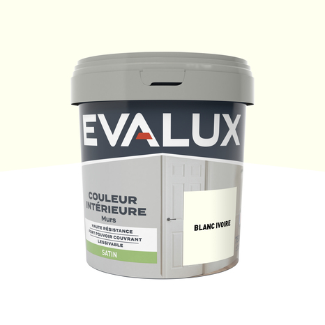 Peinture mur intérieur Satin 0,75 L Blanc ivoire - Evalux - Brico Dépôt