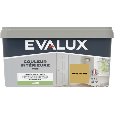 Peinture mur intérieur Satin 2,5 L Jaune safran - Evalux - Brico Dépôt