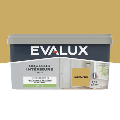 Peinture mur intérieur Satin 2,5 L Jaune safran - Evalux - Brico Dépôt