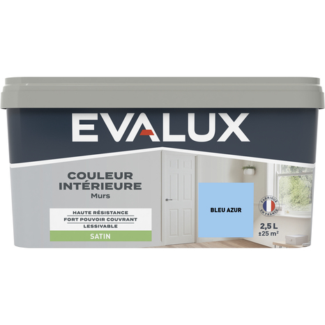 Peinture mur intérieur Satin 2,5 L Bleu azur - Evalux - Brico Dépôt