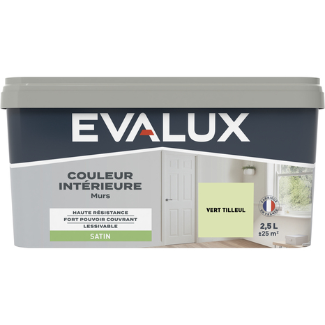 Peinture mur intérieur Satin 2,5 L Vert tilleul - Evalux - Brico Dépôt