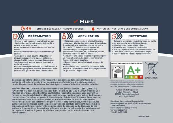 Peinture mur intérieur Satin 2,5 L Vert tilleul - Evalux - Brico Dépôt