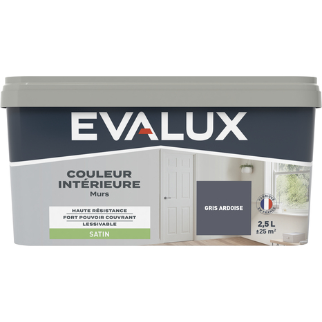Peinture mur intérieur Satin 2,5 L Gris ardoise - Evalux - Brico Dépôt