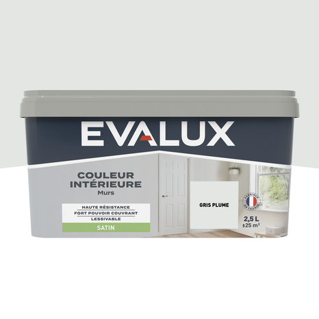 Peinture mur intérieur Satin 2,5 L Gris plume - Evalux - Brico Dépôt