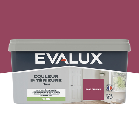 Peinture mur intérieur Satin 2,5 L Rose fuchsia - Evalux - Brico Dépôt