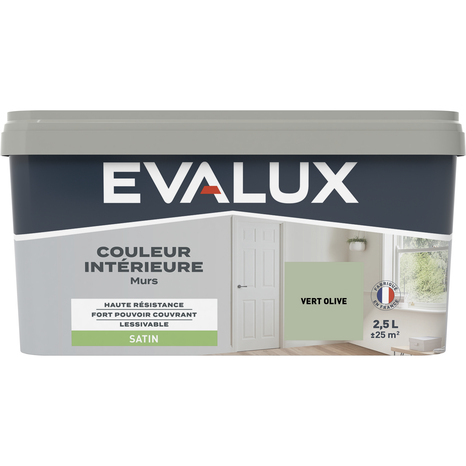 Peinture mur intérieur Satin 2,5 L Vert olive - Evalux - Brico Dépôt