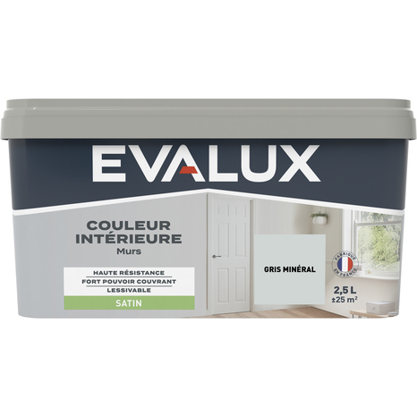 Peinture mur intérieur Satin 2,5 L Gris minéral - Evalux - Brico Dépôt