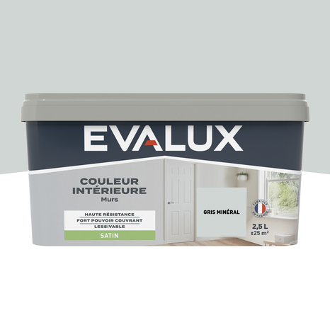Peinture mur intérieur Satin 2,5 L Gris minéral - Evalux - Brico Dépôt