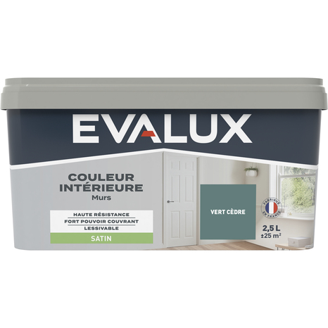 Peinture mur intérieur Satin 2,5 L Vert cèdre - Evalux - Brico Dépôt