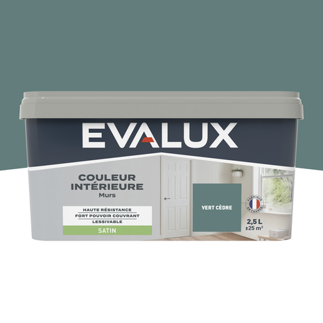 Peinture mur intérieur Satin 2,5 L Vert cèdre - Evalux - Brico Dépôt