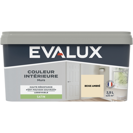 Peinture mur intérieur Satin 2,5 L Beige ambré - Evalux - Brico Dépôt