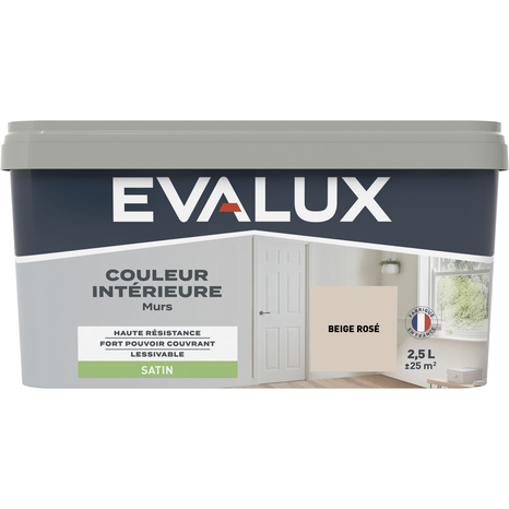 Peinture mur intérieur Satin 2,5 L Beige rosé - Evalux - Brico Dépôt