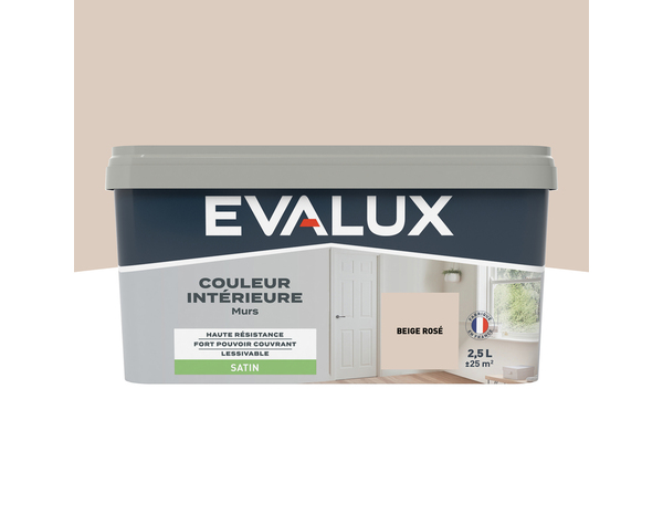 Peinture mur intérieur Satin 2,5 L Beige rosé - Evalux - Brico Dépôt
