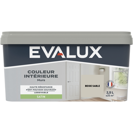 Peinture mur intérieur Satin 2,5 L Beige sable - Evalux - Brico Dépôt