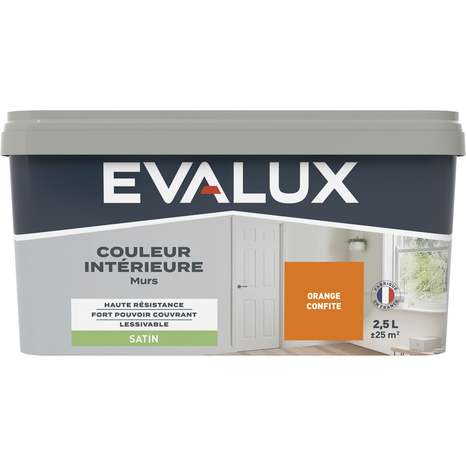 Peinture mur intérieur Satin 2,5 L Orange confite - Evalux - Brico Dépôt