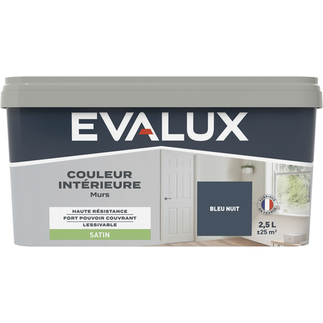 Peinture mur intérieur Satin 2,5 L Bleu nuit - Evalux - Brico Dépôt