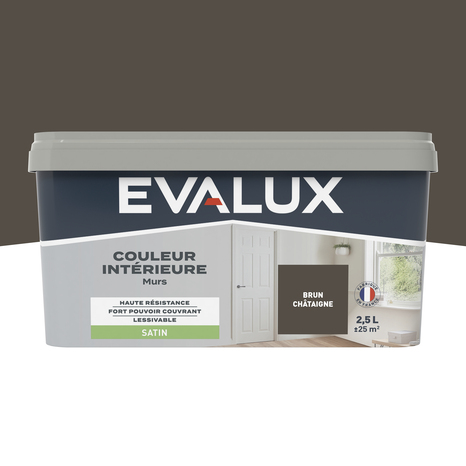 Peinture mur intérieur Satin 2,5 L Marron châtaigne - Evalux - Brico Dépôt