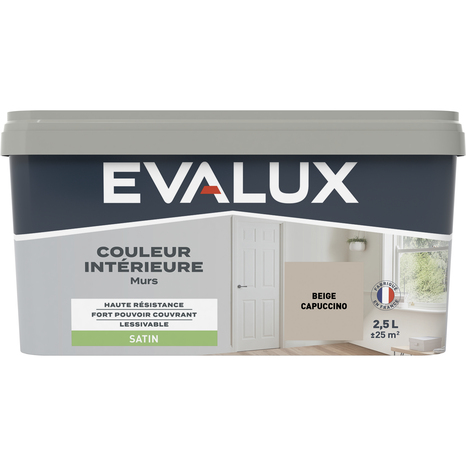 Peinture mur intérieur Satin 2,5 L Beige cappuccino - Evalux - Brico Dépôt