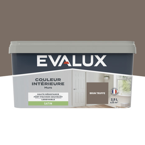 Peinture mur intérieur Satin 2,5 L Marron truffe - Evalux - Brico Dépôt
