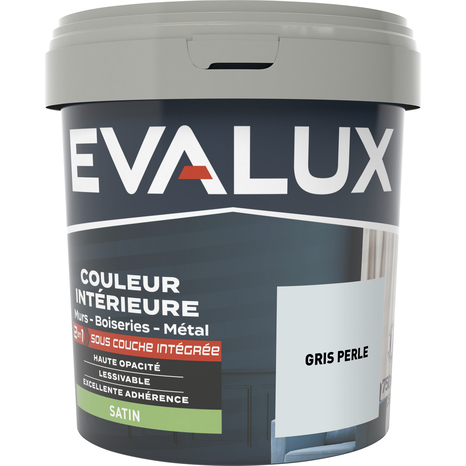 Peinture mur intérieur 2 en 1 Satin 0,75 L Gris perle - Evalux - Brico Dépôt