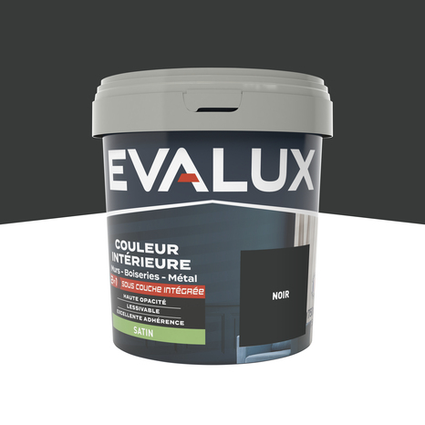 Peinture mur intérieur 2 en 1 Satin 0,75 L Noir - Evalux - Brico Dépôt