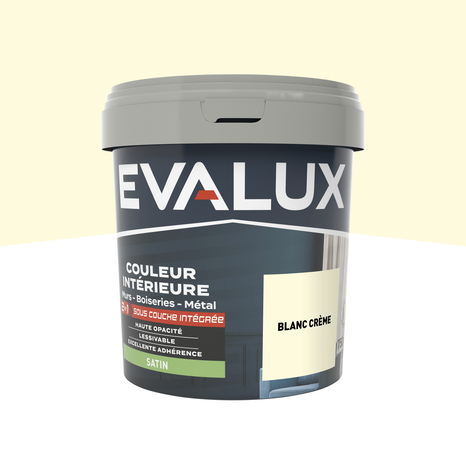 Peinture mur intérieur 2 en 1 Satin 0,75 L Blanc crème - Evalux - Brico Dépôt