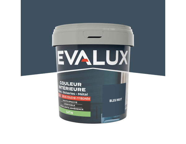 Peinture mur intérieur 2 en 1 Satin 0,75 L Bleu nuit - Evalux - Brico Dépôt
