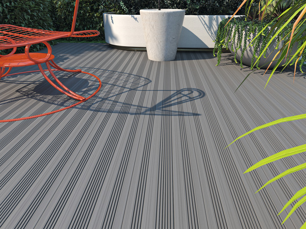 Lame composite grise rainurée Dimensions 2200 mm x 145 mm x 21 mm - Brico Dépôt