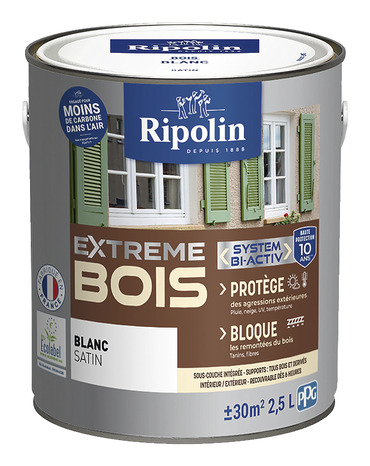 Peinture bois intérieur et extérieur satin 2,5 L  blanc - Ripolin - Brico Dépôt